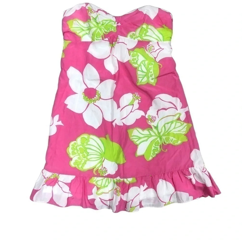 Lilly‎ Pulitzer Blair Printed Silk Dress Hotty Pink She’s A Piston women’s Sz 8